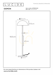 Lampa podłogowa Lucide SIEMON 160 cm E27, żółta ochra 45796/01/44 small 6