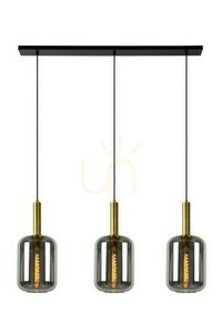 Lampa wisząca Lucide Joanet 3xE27 szara złota szkło metal 110 cm small 0
