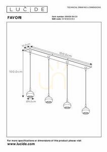 Lampa wisząca Lucide Favori 4xGU10 biała złota LED nowoczesna 98 cm 09434/04/31 small 4