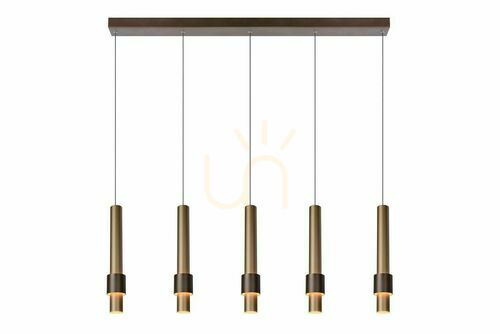 Sprawdź Lampa wisząca Lucide MARGARY 5xLED 22W brązowa złota 103 cm aluminiowa