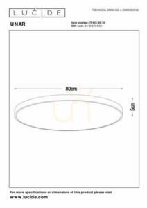 Plafon LED Lucide UNAR czarny 80 cm 80W 5600 lm 2700K 79185/80/30 small 4