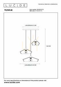 Lampa wisząca Lucide YUNKAI 3×E27 z plecionego papieru, naturalna i czarna, 60 cm 10413/03/72 small 8