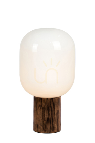Sprawdź Lampa stołowa Markslojd Skene 108663 biała drewno szkło 44 cm