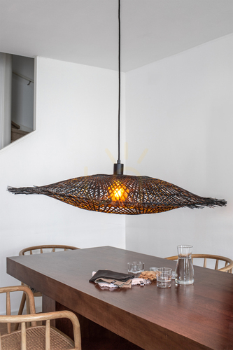 Sprawdź Lampa wisząca Markslojd Kumo 92 cm czarna metal bambus 108672