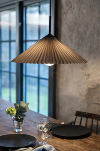 Lampa wisząca Markslojd Plisado 108709 szara 50 cm metalowa small 1