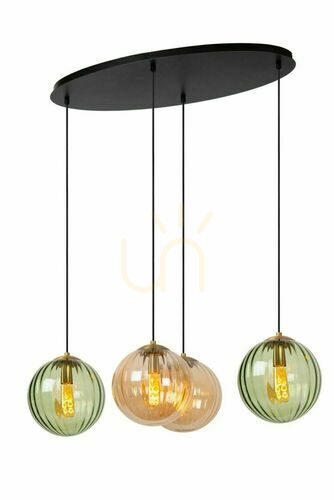 Sprawdź Lampa wisząca Lucide Monsaraz zielona retro 4xE27 95 cm 45493/04/33