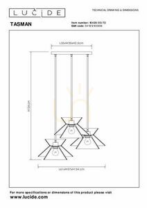 Lampa wisząca Lucide Tasman 3x E27 drewniana Japandi 57 cm small 7