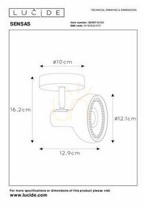 Reflektorek Lucide Sensas biały stalowy 1x ES111 LED 12W 30997/01/31 small 2