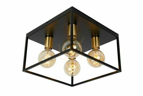 Sprawdź Plafon Lucide Ruben czarny metalowy vintage 4xE27 36 cm 00124/14/30