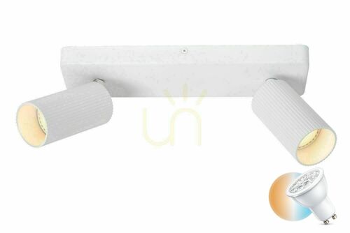 Sprawdź Plafon Lucide CLUBS biały aluminium 2xGU10 LED CCT IP20 09939/02/31