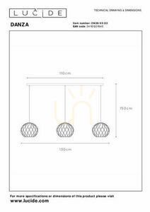 Lampa wisząca Lucide DANZA złota czarna 3xE27 LED metal 130 cm 21428/03/02 small 5