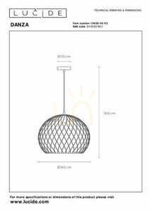 Lampa wisząca Lucide Danza złota z mosiądzem 40 cm metal E27 1x40W small 6