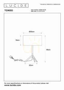 Lampa stołowa Lucide Tondo czarna 30 cm len metal E27 48 cm 45590/81/30 small 3