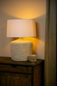 Lampa stołowa Lucide Ambala drewniana Japandi 64 cm E27 small 0