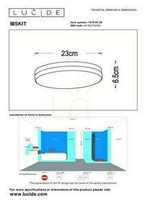 Plafon łazienkowy LED Lucide Biskit czarny 23 cm IP44 12W 700 lm small 4