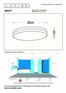 Plafon łazienkowy LED Lucide Biskit czarny 18W IP44 28 cm small 4