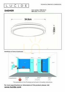 Plafon łazienkowy Lucide DASHER LED z czujnikiem ruchu i zmierzchu, biały, Ø 34,8 cm, 18 W, IP44, 79110/35/31 small 4