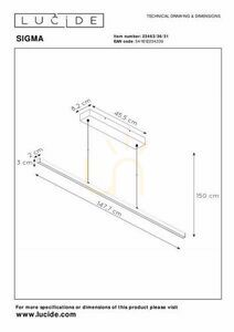 Lampa wisząca Lucide SIGMA biała LED 36W aluminium 3000K 23463/36/31 small 6