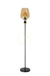 Lampa podłogowa Lucide ILONA bursztynowa/czarna retro metal szkło E27 150 cm small 1
