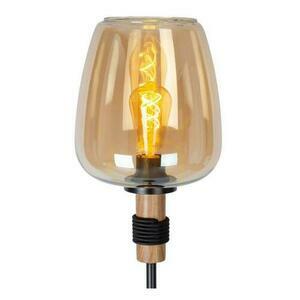 Lampa podłogowa Lucide ILONA bursztynowa/czarna retro metal szkło E27 150 cm small 2