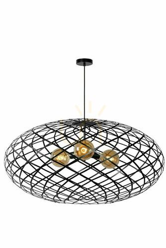 Sprawdź Lampa wisząca Lucide Wolfram czarna metalowa 3xE27 100 cm