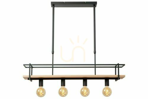 Sprawdź Lampa wisząca Lucide Milonga czarna drewniana 4xE27 Japandi 100 cm 21432/04/30