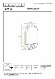 Kinkiet zewnętrzny Lucide HUPS czarny LED 10W IP54 z czujnikiem ruchu 22864/10/30 small 1