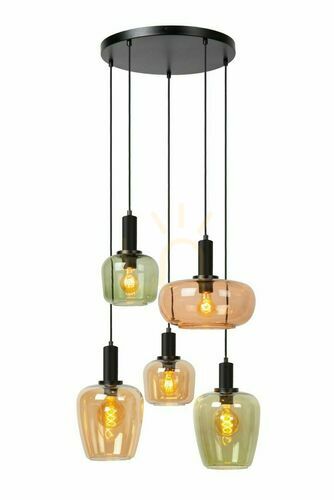 Sprawdź Lampa wisząca Lucide ILONA 5xE27 czarna szklana retro 65 cm 45408/15/99