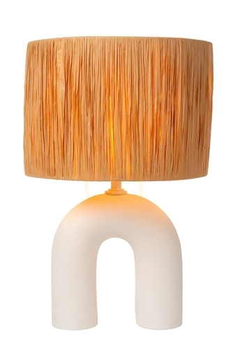 Sprawdź Lampa stołowa Lucide Ronda biała ceramika ratan Japandi 13553/44/31