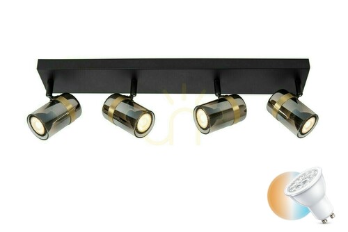 Sprawdź Plafon Lucide UPTON 4xGU10 czarny złoty 56 cm metal szkło