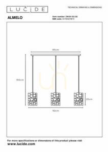 Lampa wisząca Lucide ALMELO 3xE27 czarna złota metalowa 92 cm small 5