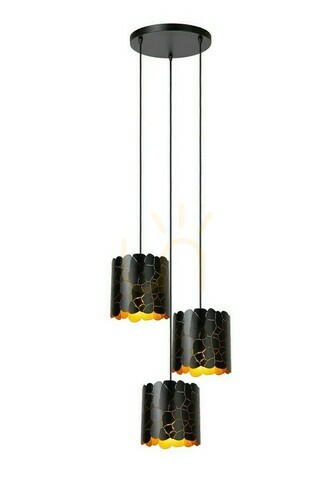 Sprawdź Lampa wisząca Lucide Almelo czarna złota 3xE27 metalowa