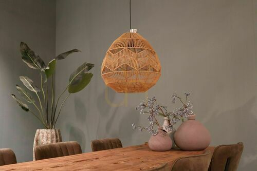 Sprawdź Brązowa Lampa Wisząca Ange z Ażurowym kloszem  BOHO