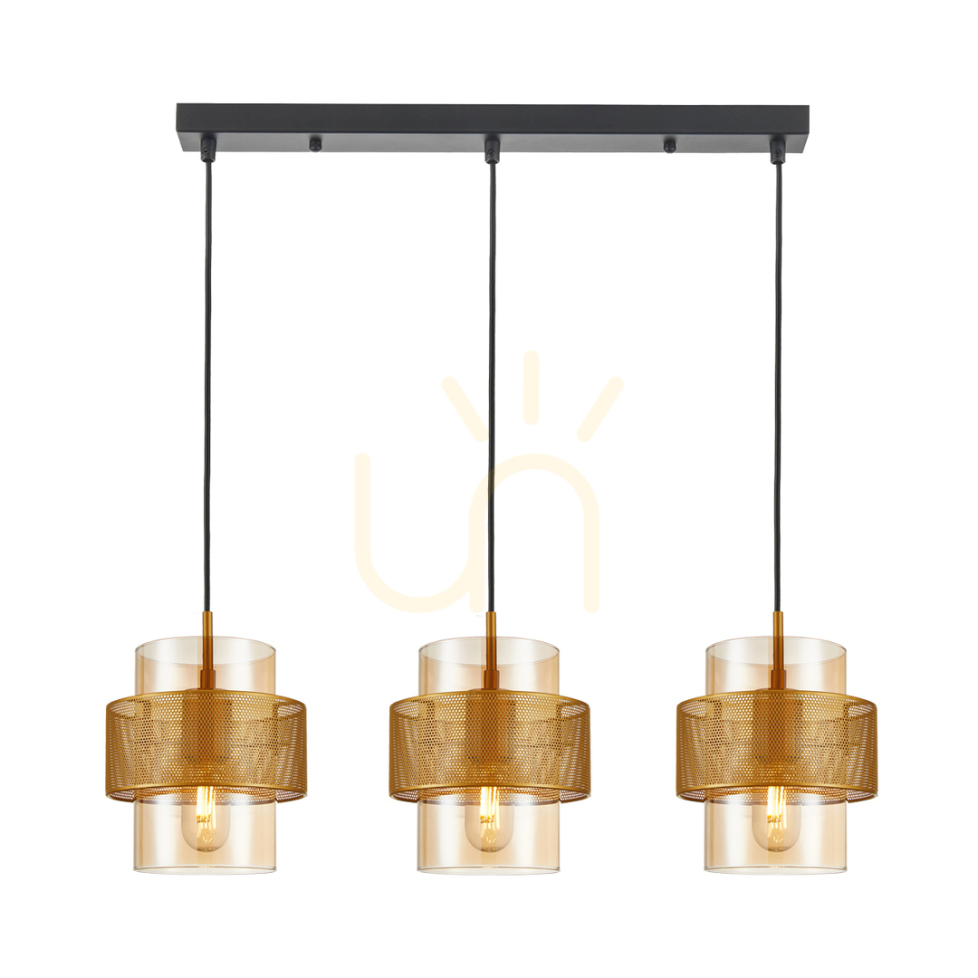 Sprawdź Lampa wisząca Italux Vinoti 3xE27 złota bursztynowa PND-22132-3S-GD-AMB Lampa wisząca Italux Vinoti 3xE27 złota bursztynowa PND-22132-3S-GD-AMB