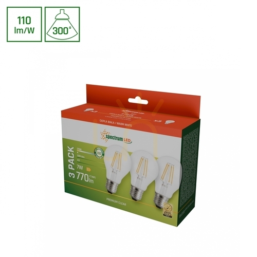 Sprawdź Led Gls E 27 230 V 7 W Cog Ww Clear Spectrum 3 Pack