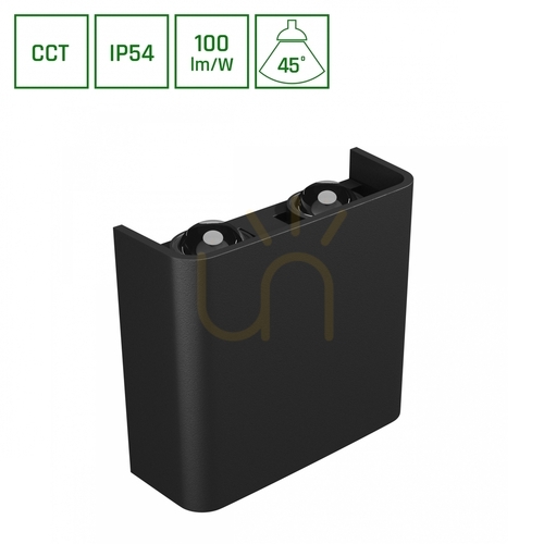 Sprawdź Lunarix 2 Kinkiet 4 W Cct 230 V Ip54 Ra90 110 X110 X40 Mm Czarny, świeci Góra/Dół