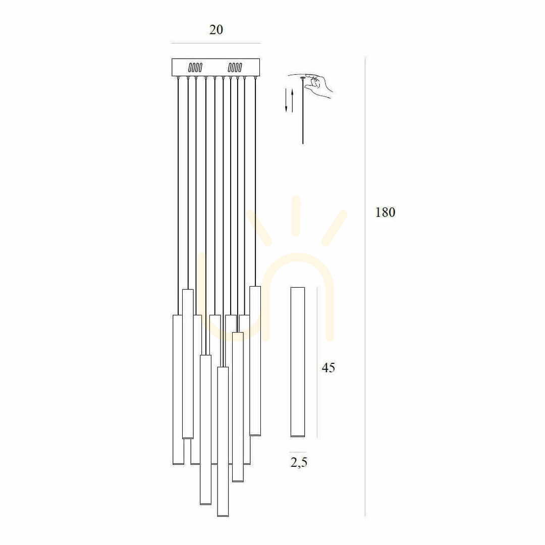 Obejrzyj Lampa wisząca Max Light Organic P0524D 10-punktowa złoto szczotkowane LED 3000K Lampa wisząca Max Light Organic P0524D 10-punktowa złoto szczotkowane LED 3000K