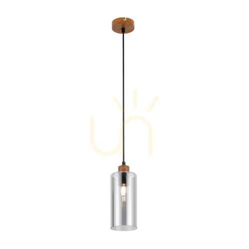Sprawdź Lampa Wisząca Italux Naster Drewno Szkło Dymione E27 PND-23051-1-WO