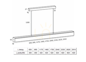 Liniowa lampa wisząca Elkim HARTO/Z 155A L-2910 LED 80 W biała small 2