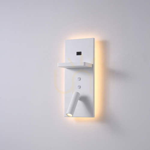 Sprawdź Lampa ścienna Elkim HOTELS 417H z ładowarką indukcyjną i USB, biała