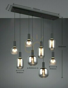 Lampa wisząca Trio DIVA 319800832, czarny mat, 8 × E27, 120 cm small 6