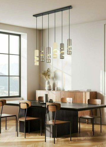 Sprawdź Lampa wisząca Trio STREAM 364000617, 6×GU10, 100 cm, beżowo-kawowa