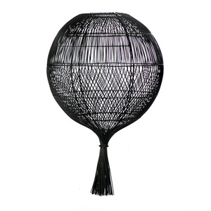 Lampa wisząca czarna ażurowa - The Wonton Floor Lamp, E27, Rattan small 3