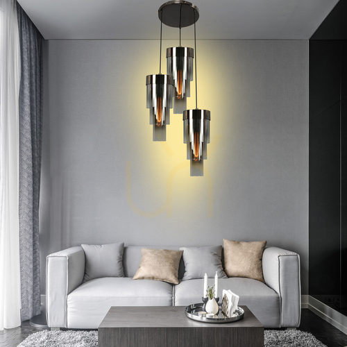 Sprawdź Lampa wisząca Aviano GRANS 9211-0310, 3×E27, czarny chrom, Ø35 cm