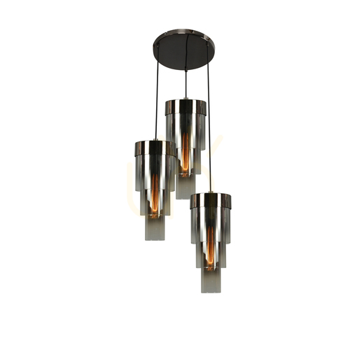 Sprawdź GRANS Lampa wisząca potrójna okrągła z potrójnymi kloszami cylindrycznymi Aviano