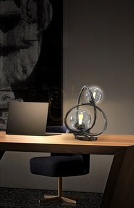 Lampa biurkowa Aviano NANCY 8014-205, czarny chrom, klosz dymiony Ø 26 cm, 2 × G9, 780 lm, 3000 K, żarówki w zestawie small 1