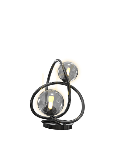 Sprawdź Lampa biurkowa Aviano NANCY 8014-205, czarny chrom, klosz dymiony Ø 26 cm, 2 × G9, 780 lm, 3000 K, żarówki w zestawie