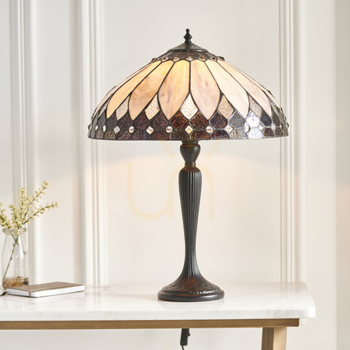 Sprawdź Lampa stołowa Tiffany Brooklyn wielokolorowa Interiors 63982
