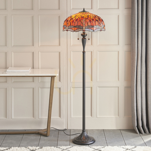 Sprawdź Lampa stojąca Tiffany Dragonfly Interiors wielokolorowa 64070