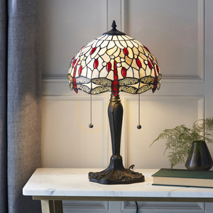 Lampa stołowa Tiffany Dragonfly beżowa Interiors 64086 small 3